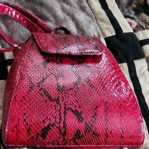 Red Exotic Snake Print Backpack